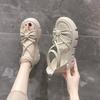 Sandals for Woman High Heels Women's Shoes Bow Summer 2025 Zip Footwear Heeled Platform Roman Style Pumps The Best H Daily Shoe