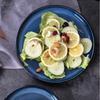 Retro Kiln Turned Blue Ceramic Plates, Round Soup Plates, Household Utensils, Snacks, Cake Racks, Fruit Plates, Kitchenware