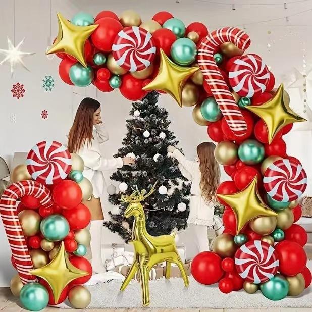 Christmas Decoration Red Elk Aluminum Film Balloon Set Birthday Party Venue Set