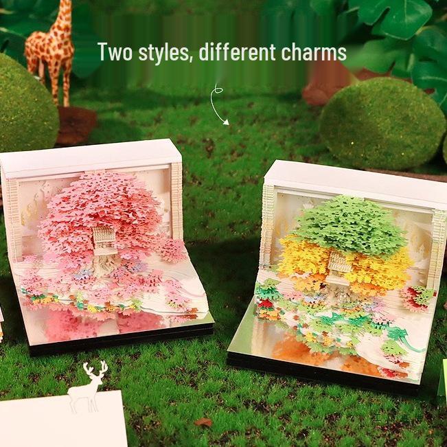 Flower Sea Tree Island Adventure Tree House with Lights: 3D Paper Art Calendar Gift and Romantic Decor Piece