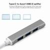 4Port USB 3.0 Hub MultiFunction Type C Splitter Extender Dock Adapter OTG PC(Silver )