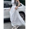 French White New Retro Dress Women's Summer Design Sense Niche Long Dress Waist Thin Skirt