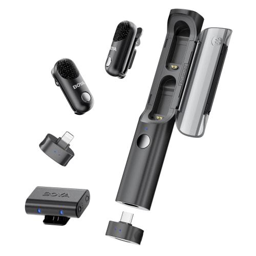 

BOYA Magic-02 Wireless Lapel Microphone - 30 Hours of Continuous Use, 100m Transmission Range, Safety Track & Limiter - 4-in-1 Mini Lapel Microphone (