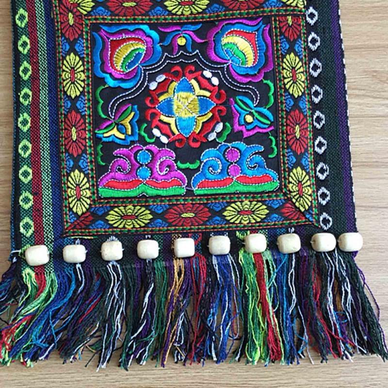 Damen Vintage Tribal Ethnic Thai Indian Boho Quaste Baumwolle Leinen Schultertasche Stickerei Blume Gobelin Tote Messenger Bags