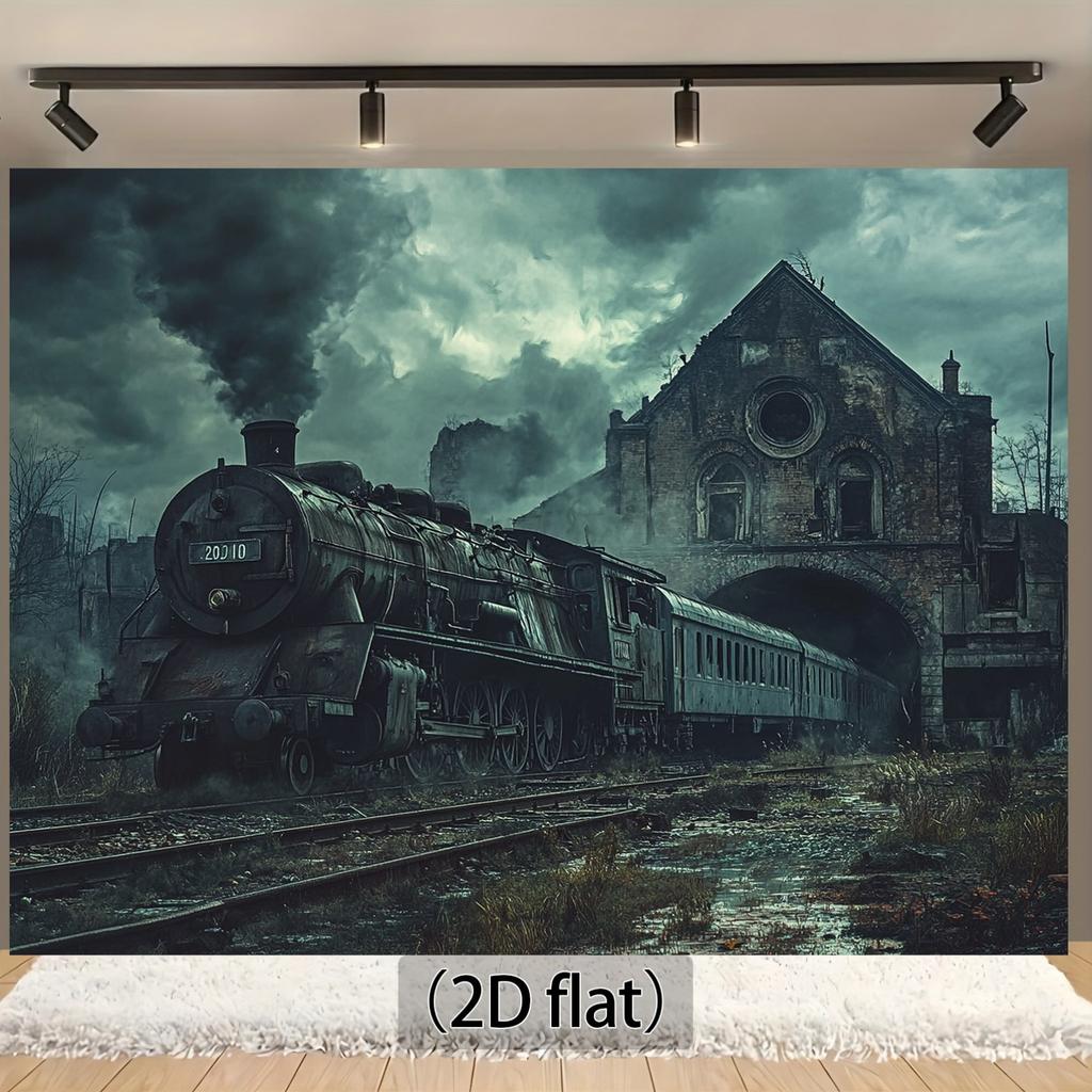 רקע אחד בנושא תחנת רכבת רטרו, מתאים למסיבות, אירועים ופעילויות