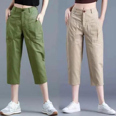 Pantaloni Harun din bumbac Pantaloni casual de vară pentru femei Pantaloni crop subțiri la modă