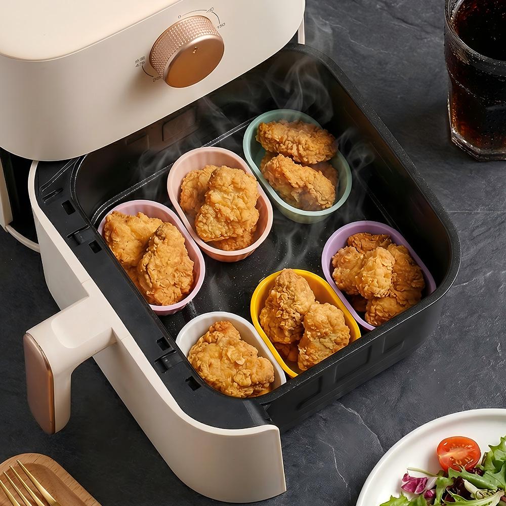 Silicone Oval Baby Food & Muffin Cups - Non-stick, High-Temperature Resistant, Reusable Baking Pan for Air Fryer.