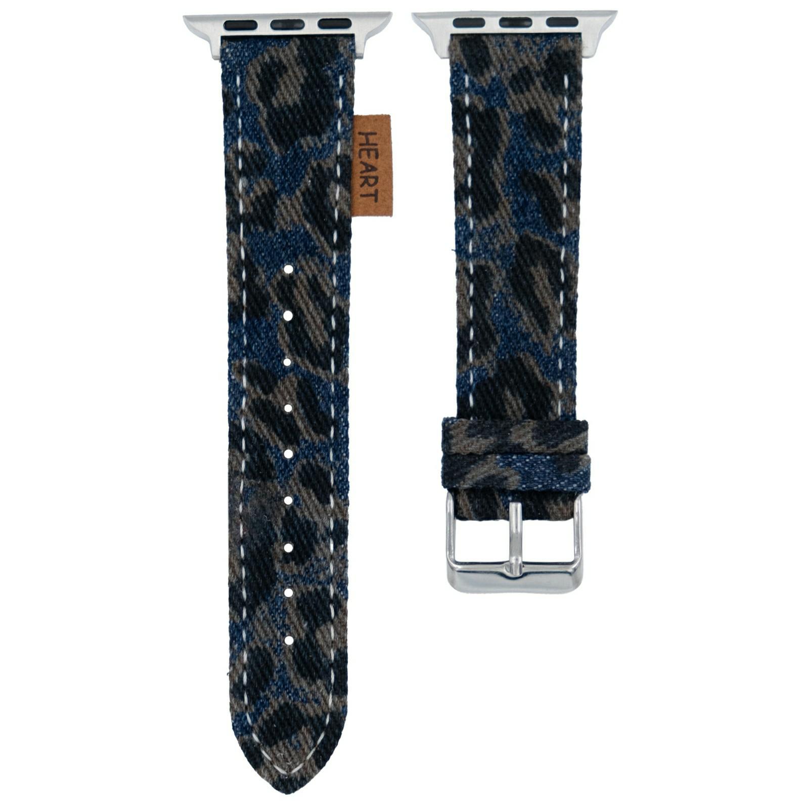 

Watch Band For Apple Watch Series 10 Ultra 9 8 7 SE 6 5 4 3 2 1 46mm 49mm 45mm 44mm 42mm Denim Genuine Leather Strap Dark Blue Leopard
