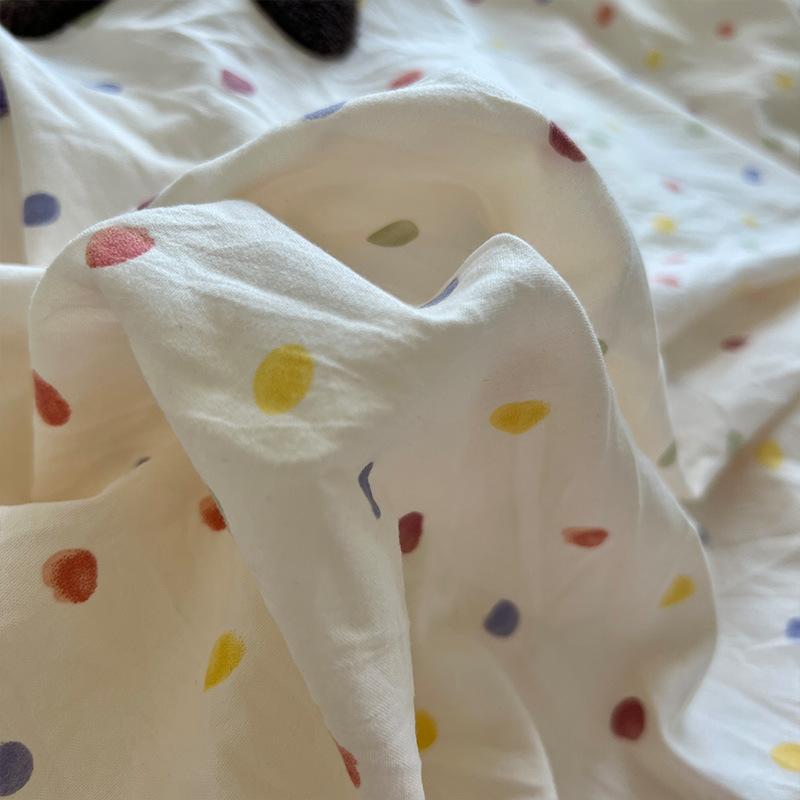 Washed Cotton Four-piece Set, Cartoon Quilt Cover, Bed Sheet, Dormitory Three-piece Set, Bedding