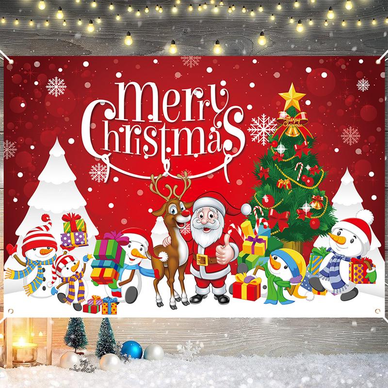 Christmas Banner Backdrop Christmas Wall Banner Backdrop Santa Claus Elk Snowman Backdrops For Family Photography Props