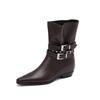 Fashion New Autumn Winter Split Leather Women Boots Fashion Belt Buckle Western Boots for Women Thick Heel Short Boots Height Increasing