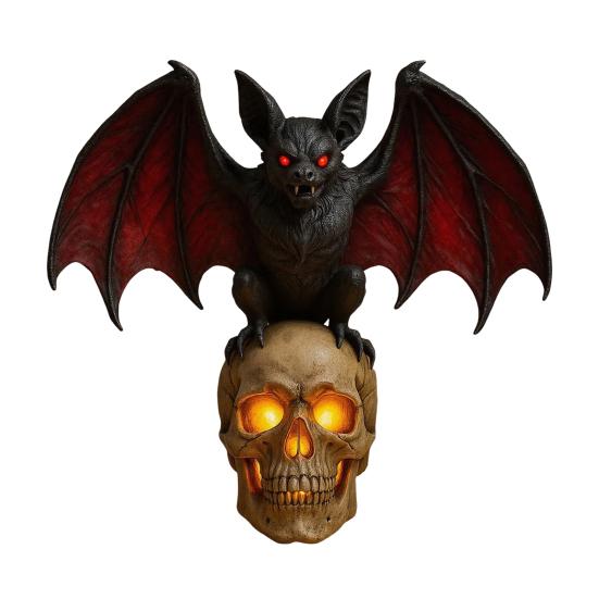 Gothic Bat Skull Wall Lamp 3D Skeleton Design Halloween Night Light Spooky Ambiance Light Horror Gift