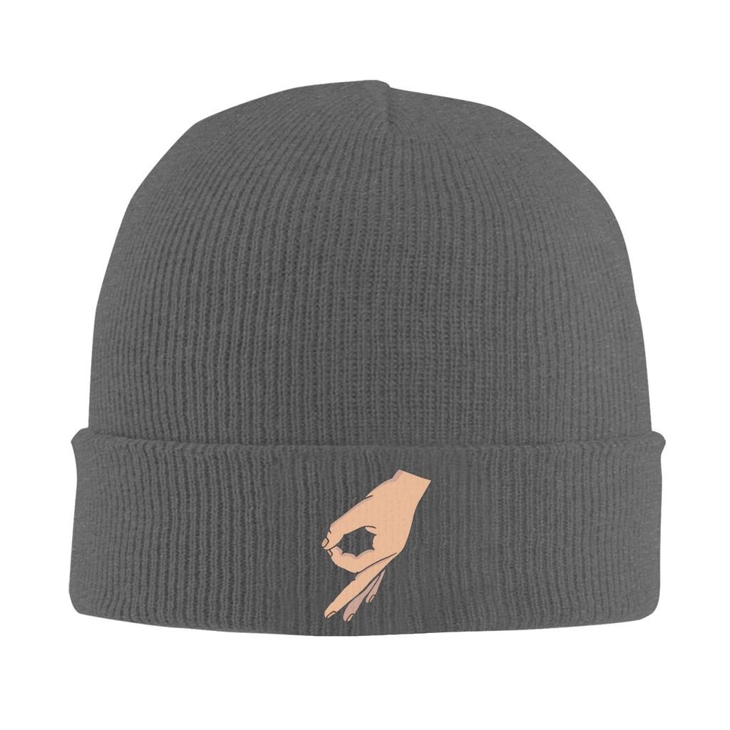 Circle game hand funny gotcha meme Made You Look Warm Knitted Cap Winter Knit Bonnet Hat Skullies Beanies Caps for Unisex