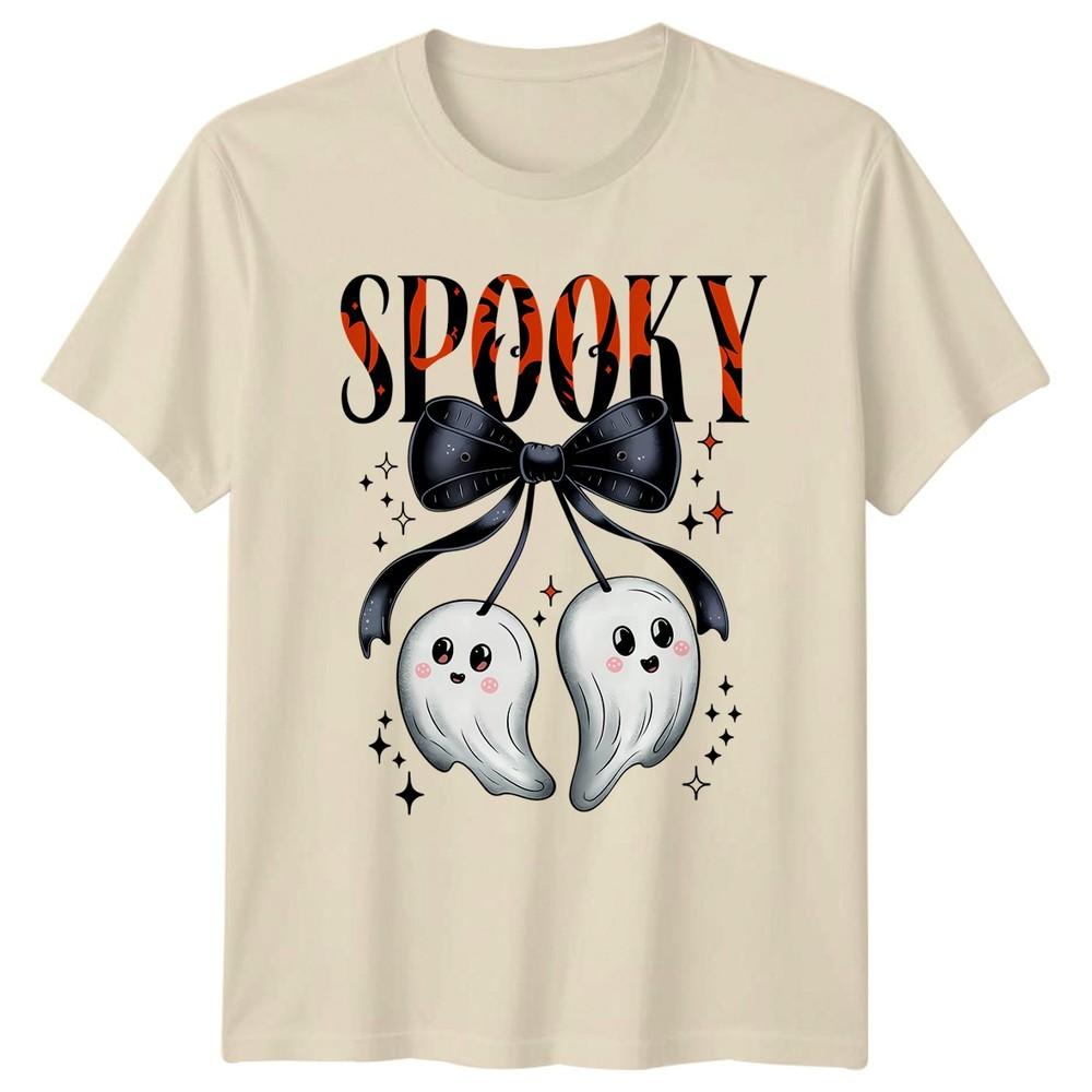 Spooky Halloween Ghosts Bow Holidays Unisexs Unisexs Graphic Tee