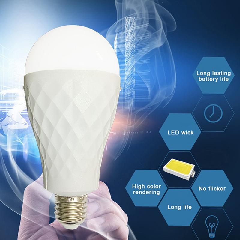 Led Rechargeable Emergency Bulb Illuminates During Power Outages And When Wet Dual-Battery Removable Emergency Bulb