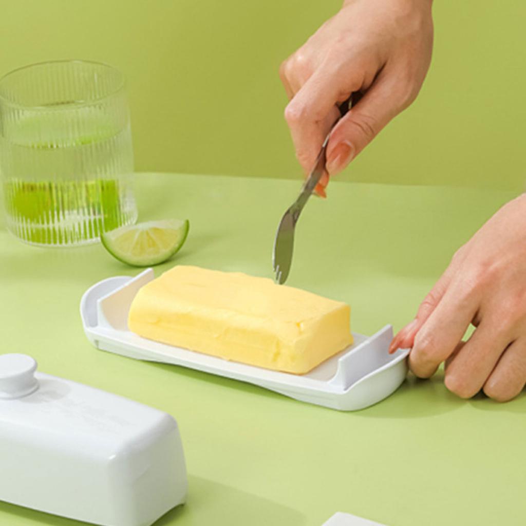 Contenitore per burro con cucchiaino e coperchio Piatto per burro con coperchio Portacontenitore durevole in plastica per conservare e servire il burro