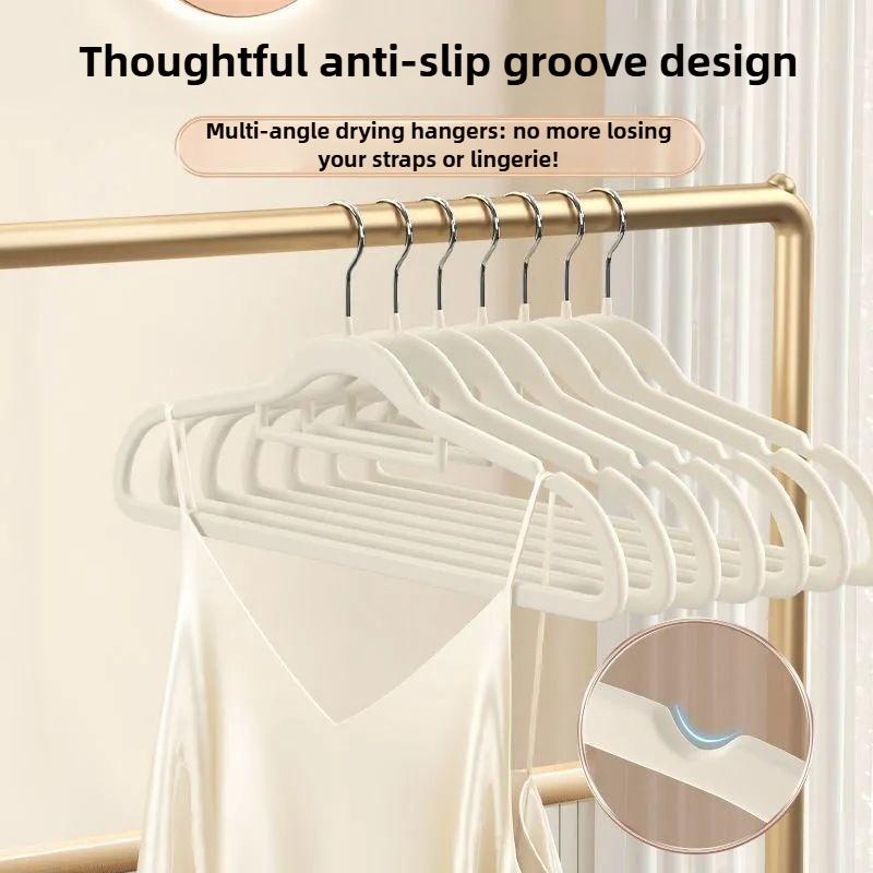 10pcs Velvet Clothes Hangers Thickened Non Slip No Trace Hanger For Home Closet Storage Dry Wet Use Clothes Rack