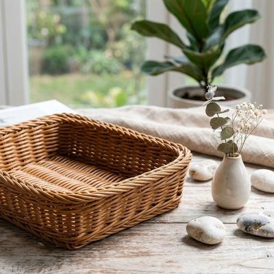 Kunststoff-Rattan-Geflecht-Besteckaufbewahrungskorb für Hotel-Restaurant-Theke, Tischplatte, Buffet und Servicebereich-Organisation