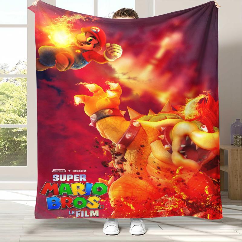 Retro M-Mario Bros Game Cartoon Flannel Blanket,Ultra Soft Warm Plush Throw for Home Bedroom Bed Sofa Cover Camping Picnic gift