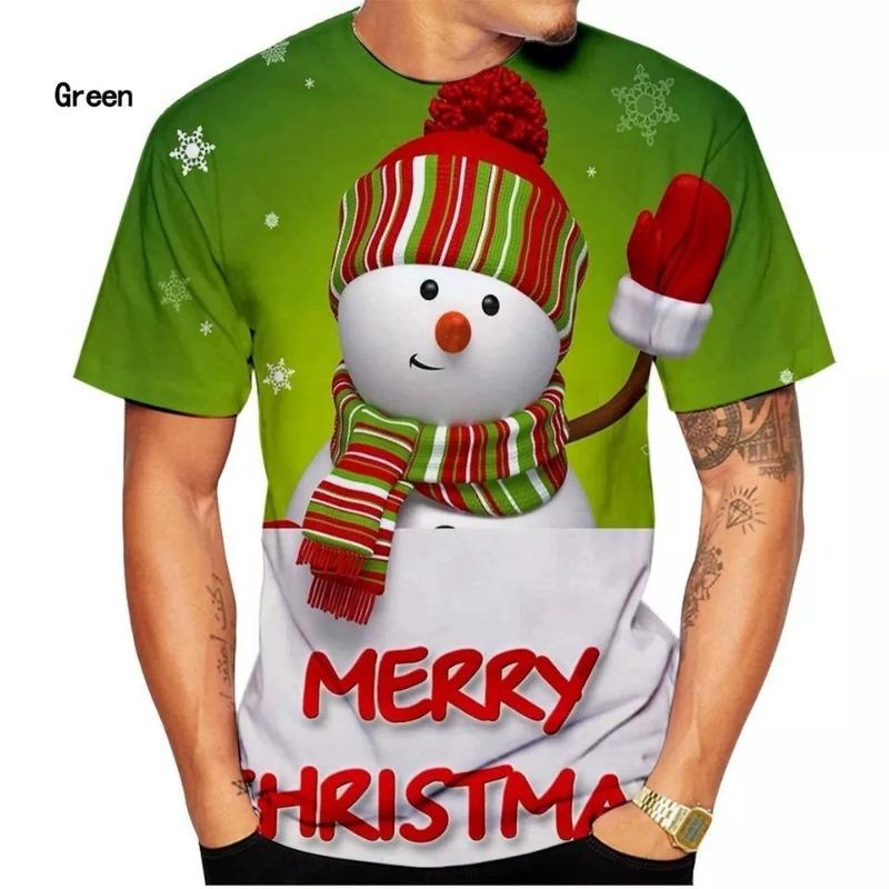 3D Digital Printed Christmas Top Men's Short Sleeve Crew Neck T-Shirt