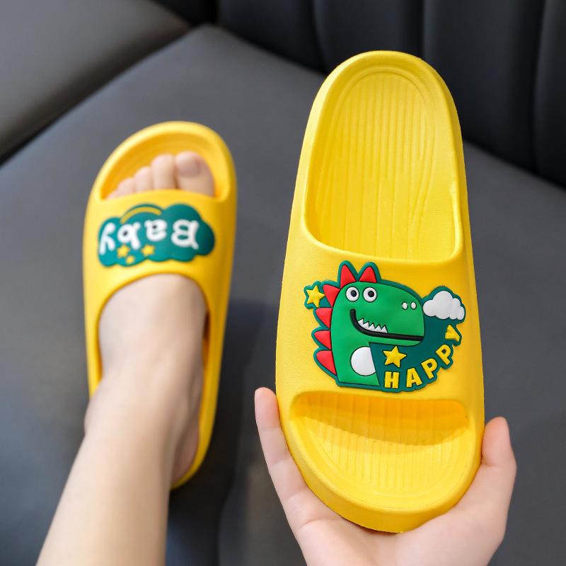Children's Open-Toe Cartoon Dinosaur Flip-Flops - Non-Slip Summer Sandals for Boys, Girls, and Babies