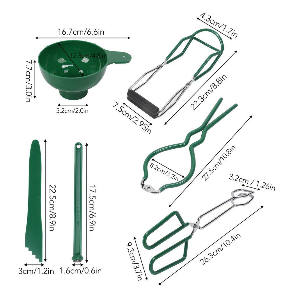 6 Pcs Canning Jar Lifter Kit With Grip Handle Stainless Steel Can Tongs Clip Heat Resistance Anti-Clip Jar Glass Bottle Holder