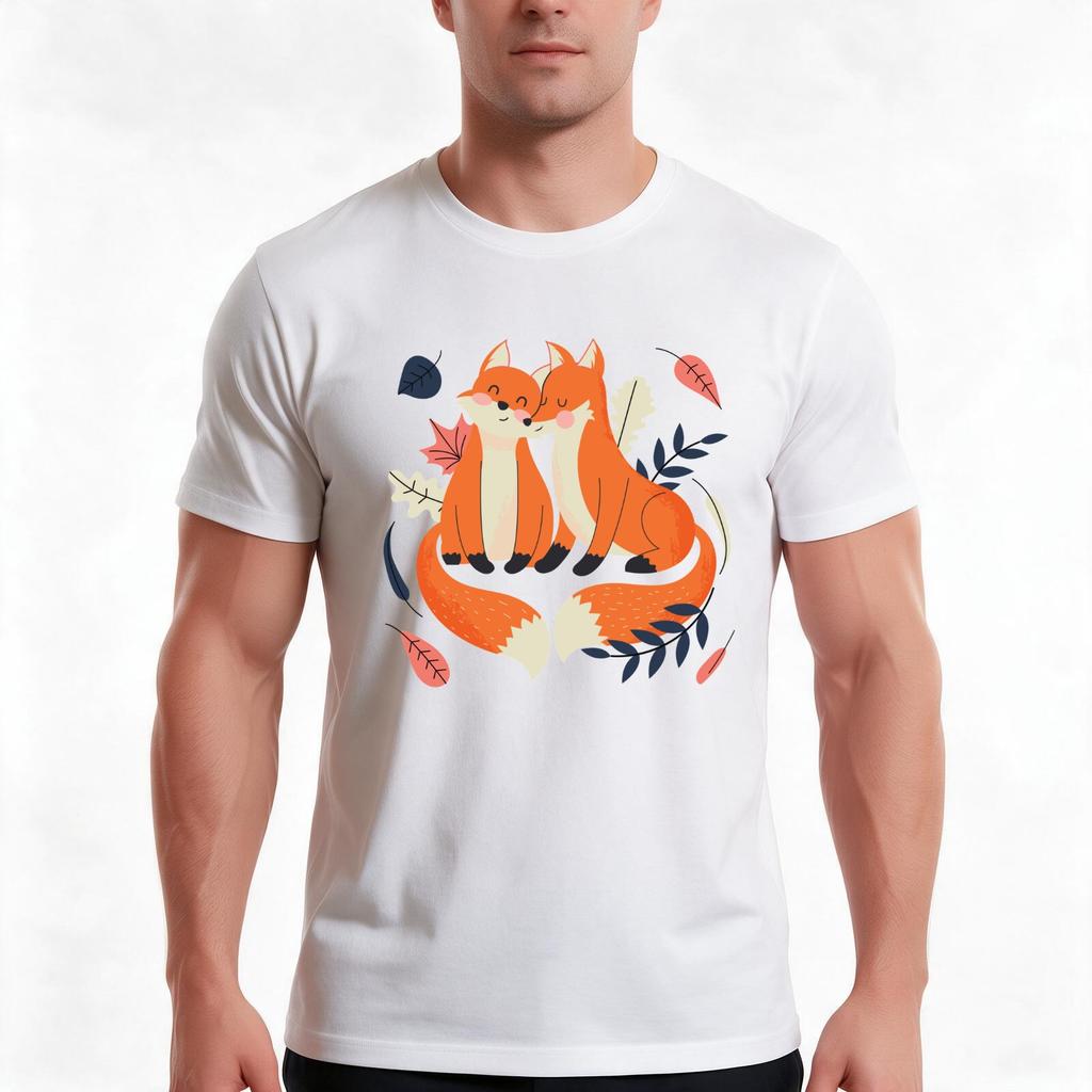 Love Foxes Tshirt Summer Casual Cotton Tee Oversized Streetwear Tops Vintage Graphic Print Loose Fit Short Sleeve