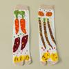1 Pair Women Cartoon Combed Cotton Two Toe Socks Japanese Colorful Jacquard Split Toe Socks Floral Cute Funny Crew Tabi Socks
