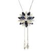 Shining Diva Fashion Stylish Crystal Flower Silver Plated Long Chain Pendant Necklace for Women