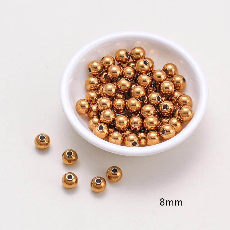 18K Gold Color-Preserving Stainless Steel Round Beads for DIY Jewelry and Bracelets.