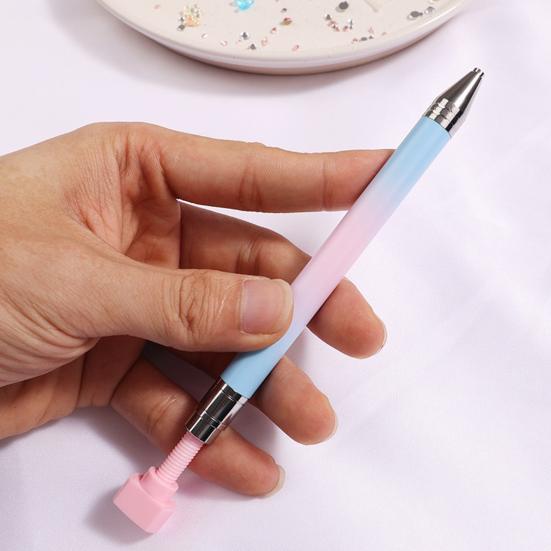 Rhinestone Art Pen with Wax Ergonomic Design Automatic Refillable Nail Pen DIY Craft Fine Tip Manicure Pen