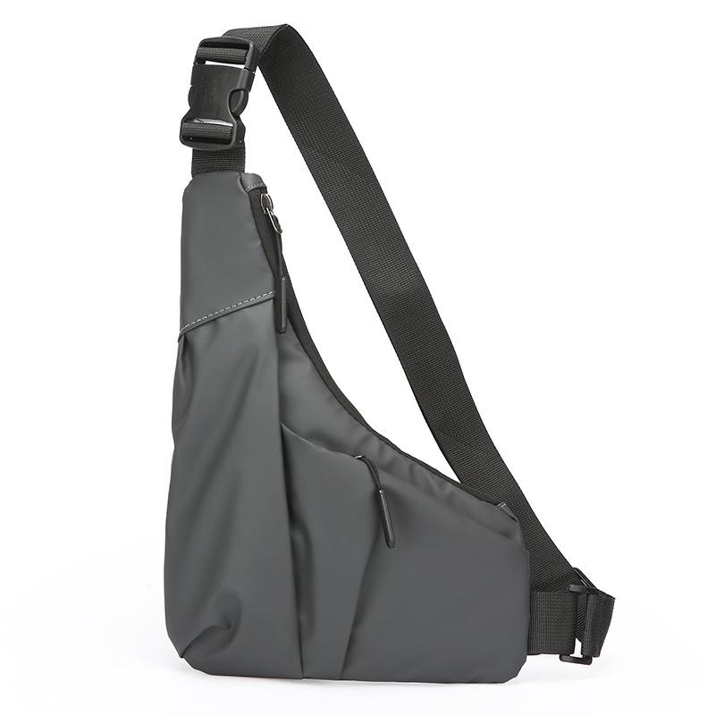 Men's Lightweight Slim-fit Triangle Crossbody Bag - Minimalist Leather Texture, Trendy Casual Single Shoulder Chest Bag.