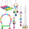 5/6pcs Parrot Bird Toy Set Hanging Cage Swing Rainbow Bridge Toy Bird Supplies