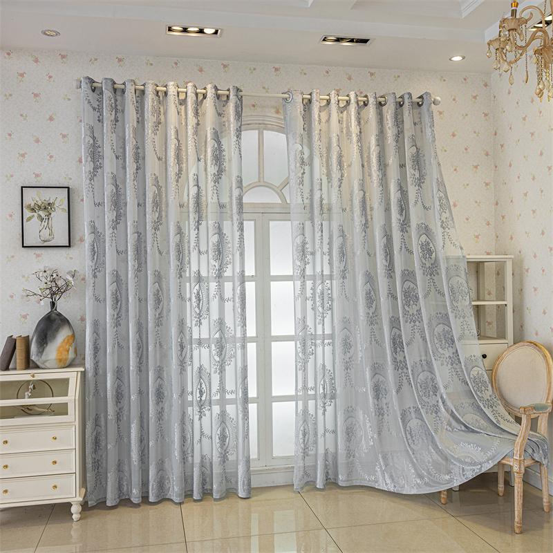 Retro Jacquard Embossed Sheer Curtains Solid Transparent Voile Window Screen for Bedroom Soft Balcony Living Room Curtain