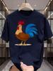 2026Unisex Summer Rooster Print T Shirt Streetwear Crew Neck Soft Breathable Loose Fashion Top Male Daily Short Sleeve Animal Tee
