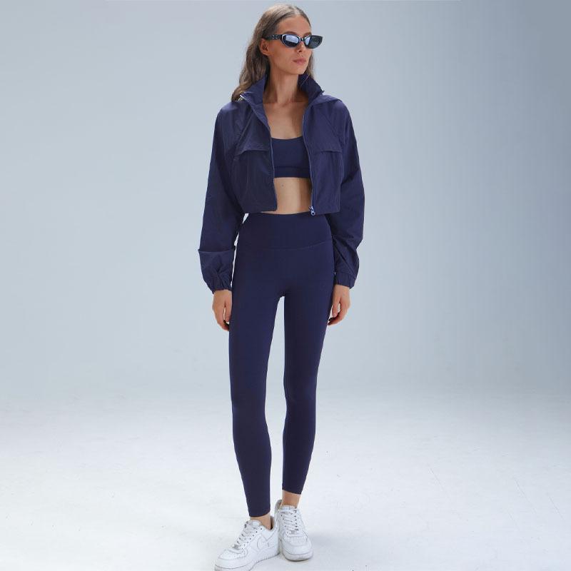 New short jacket ALOSCO yoga three-piece yoga fitness suit quick-drying fitness sportswear running suit