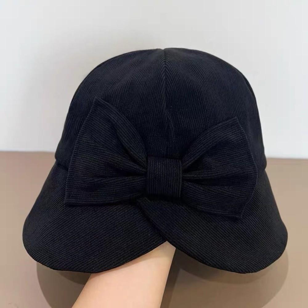 Small Brim Corduroy Bucket Hat Bowknot Basin Cap Vintage Fisherman Cap Lady Accessory