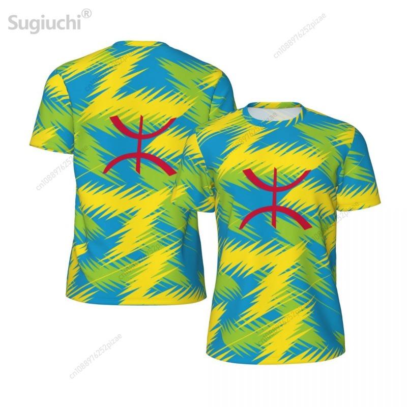 Nouveau T-shirt en Maille Imprimé 3D Drapeau Amazigh BERBÈRE Hommes Femmes Vêtements Sportifs Respirant Pour Course à Pied Vélo Fitness T-shirt