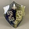 Polished Steel Knight Shield with Fleur De Lis Medieval Armor Prop, Wall Decor