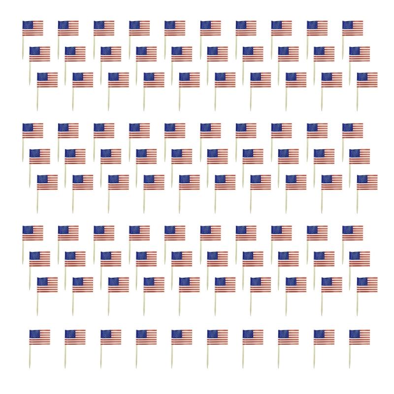 100Pcs Multicolor International Flag Toothpicks Cupcake Picks Cake Top Ornament For Desserts Display Festival Decoration