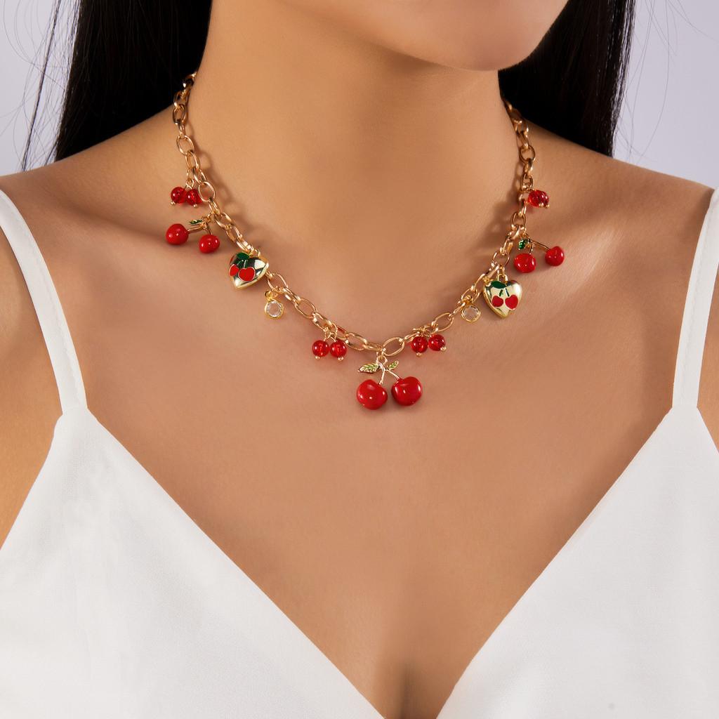 Strawberry Charm Alloy Hand Chain With Butterfly Bow For Girls Summer Fashion