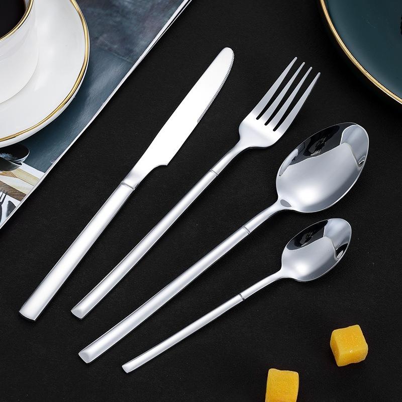 Stainless steel tableware, Knight series set, 24 piece Western style steak knife, fork, spoon set, gift box light luxury