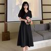 Large size chic design bubble sleeve dress gentle wind summer skirt fat mm belly and thin French dress