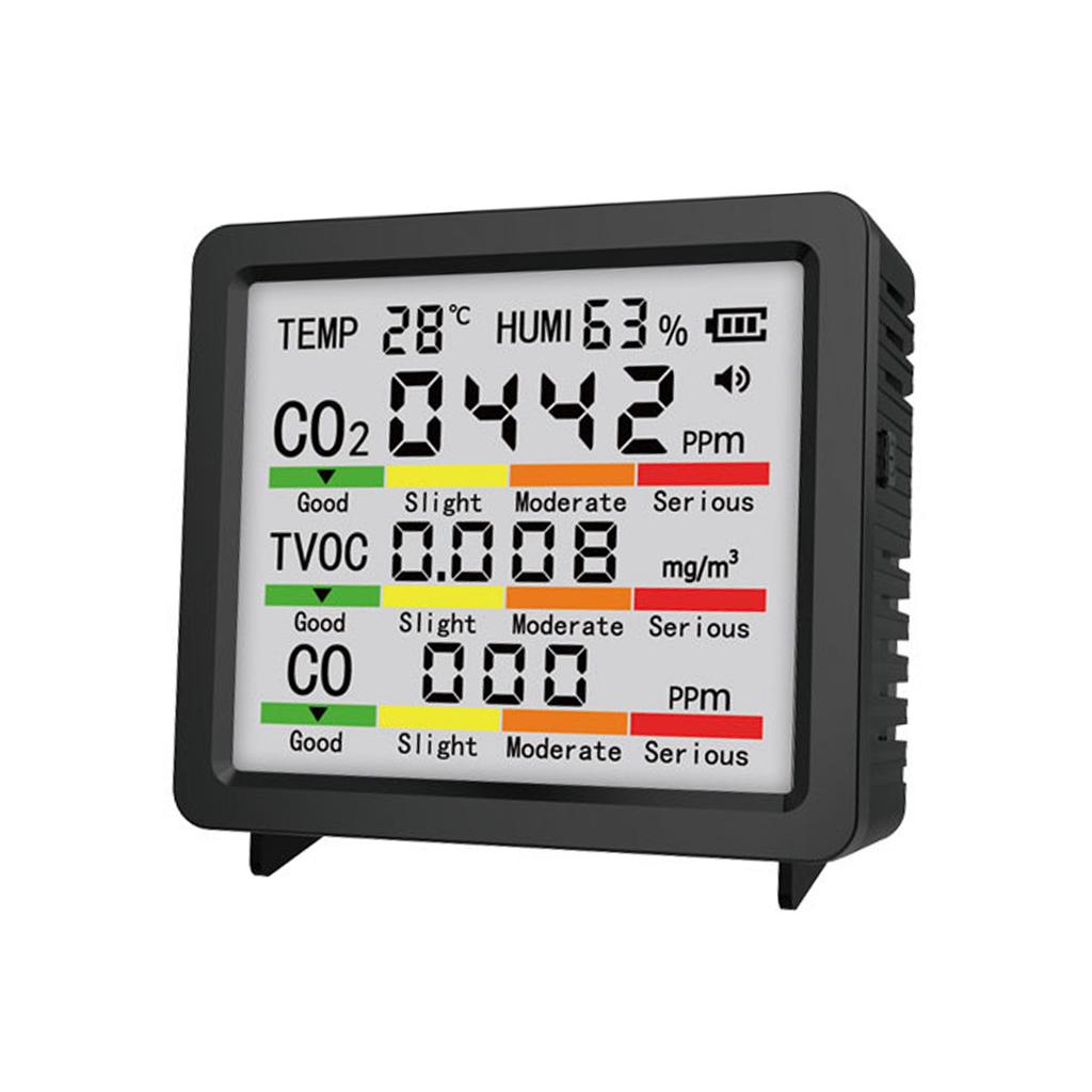 5 in 1 Monitor for CO2 TVOC CO Monitor with Temperature Humidity Sensor Portable Indoor Outdoor Gas Monitor for Home