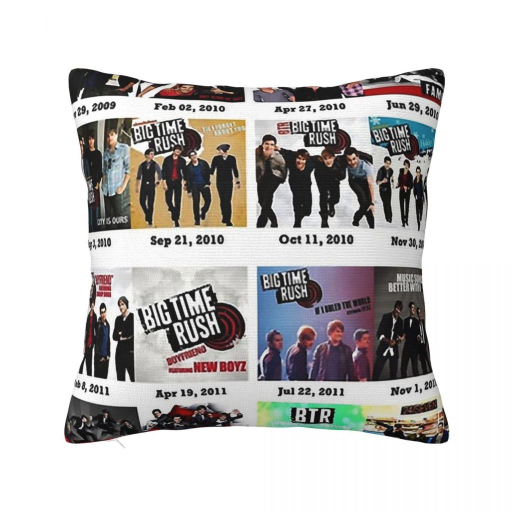 Big Time Rush Band Foto Famose Logo Federa Quadrata Copricuscino Cuscino Cerniera Decorativo Cuscino da Lancio per Casa Soggiorno