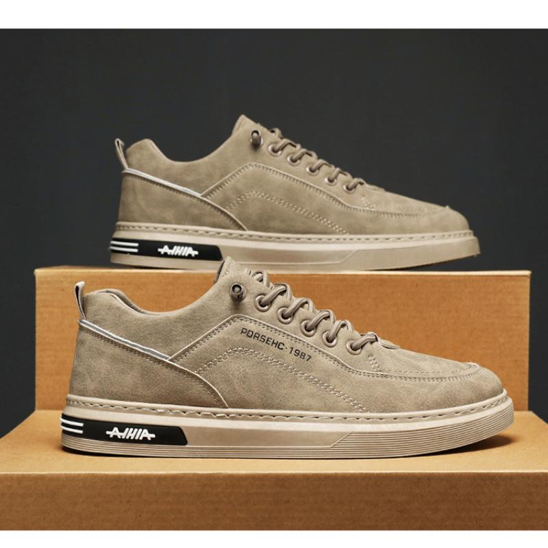 2025 New Mens Soft Leather White Sneakers Breathable Waterproof Casual Skate Shoes Chunky Sole Athletic Outdoor Footwear