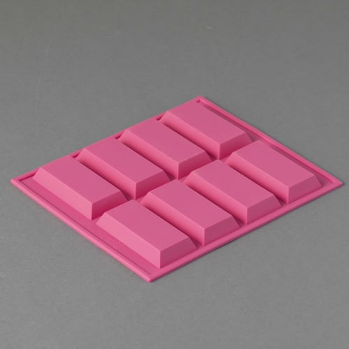 CASUAL PRODUCT Soule Nouveau Financier Cake Mold, 8 Cavities, Pink, Silicone Rubber, Baking Mold, Cake Mold, 8.5 x 4.2cm (1 Cavity)