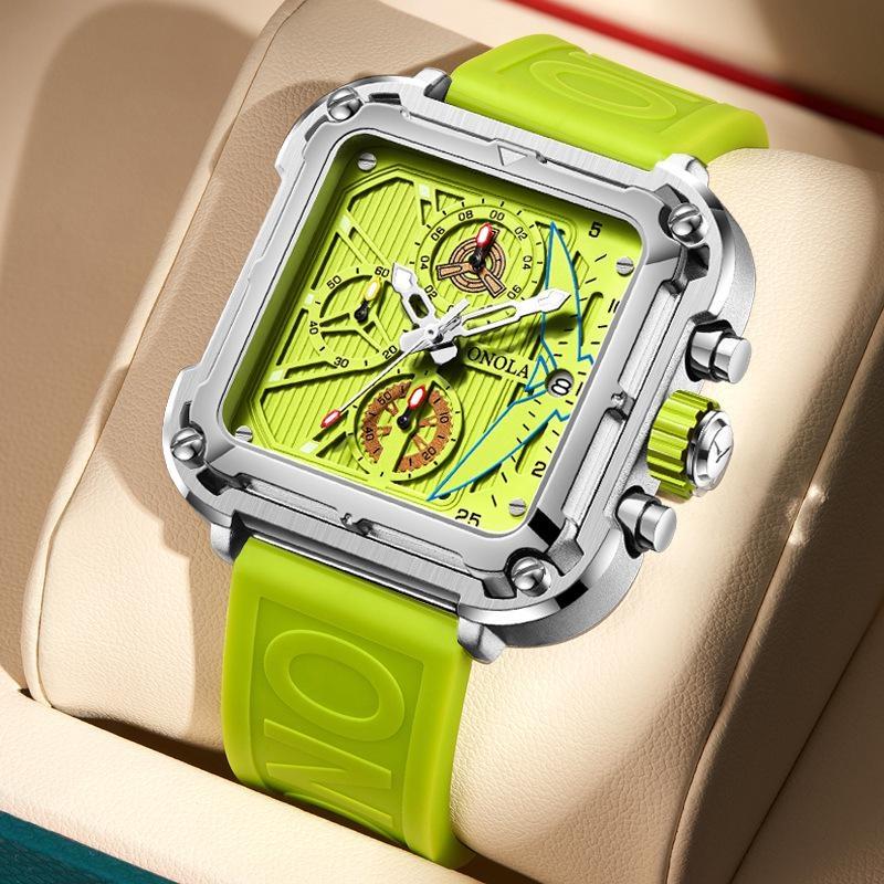 ONOLA Multifunctional Luxury Fashion Quartz Wristwatches for Men Silicone Strap Waterproof Luminous Chronograph Reloj Hombre