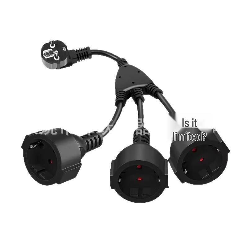 EU Standard 3-in-1 Extension Cord, 1.5m, 0.34 sq mm, Euro Plug Adapter.