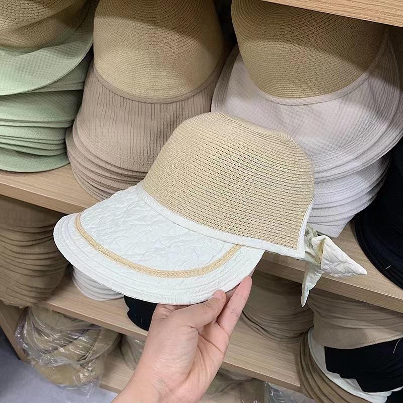 

Велоспорт выходит из моды женская соломенная шляпа шляпа от солнца с прорезью для хвостика большие поля защита от солнца повседневная практичная защита от солнца лето adult (55-58cm)